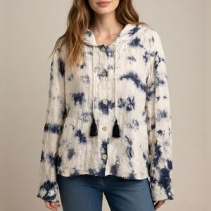 Rachel Zoe 100% Linen Tie-Dye Button Up